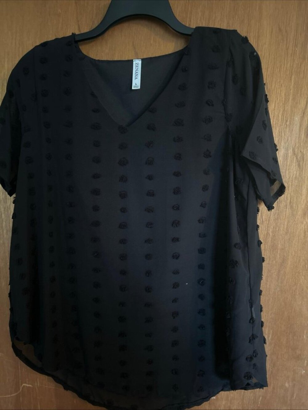 Zenana Black Swiss Dot Top Large